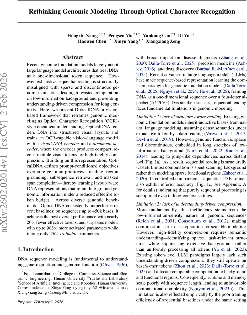 Rethinking Genomic Modeling Through Optical Character Recognition