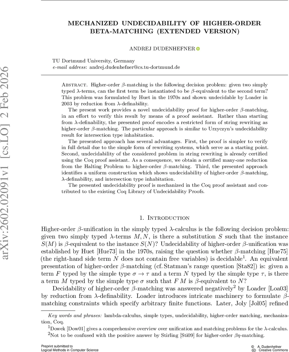 Mechanized Undecidability of Higher-order beta-Matching (Extended Version)