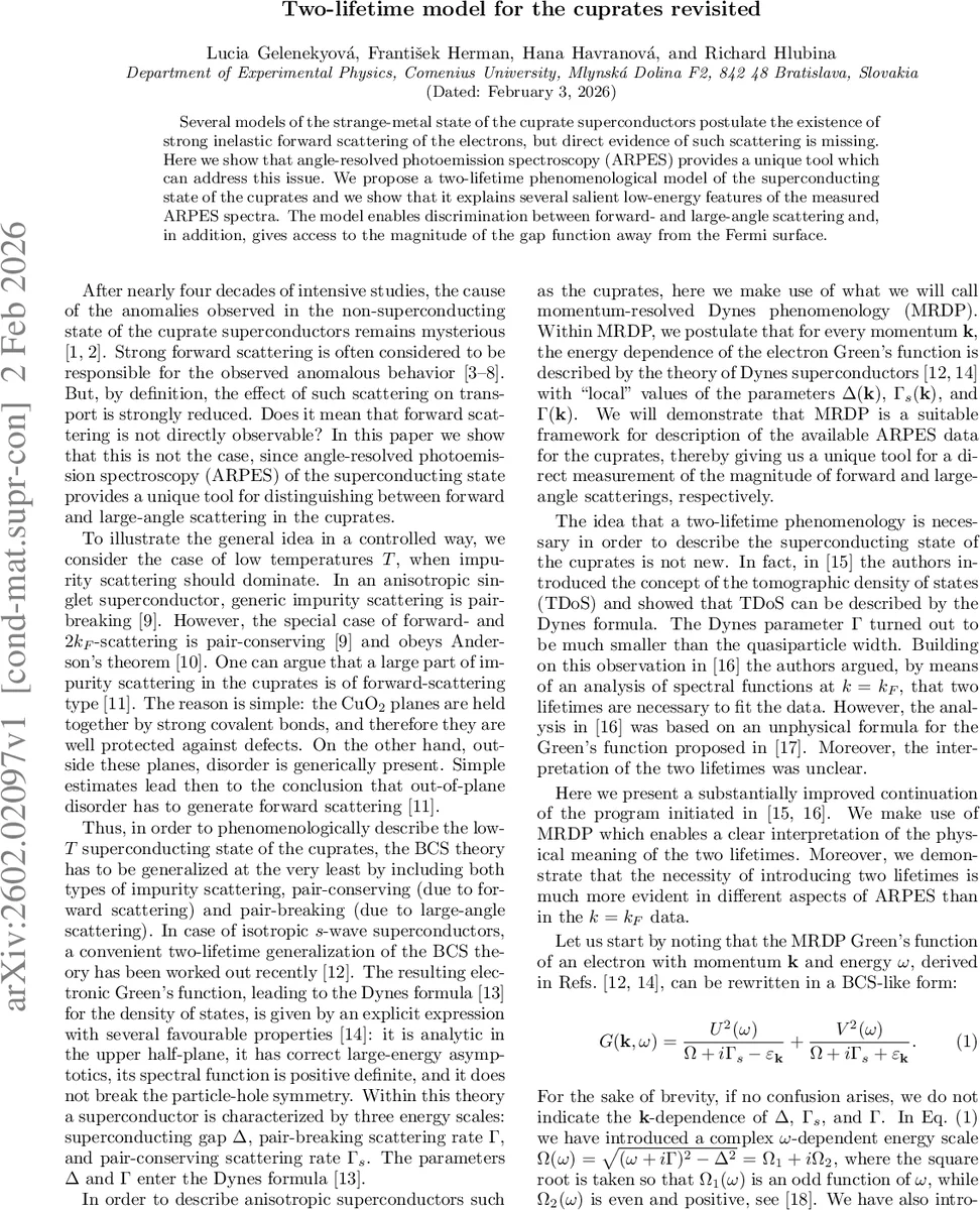 Two-lifetime model for the cuprates revisited