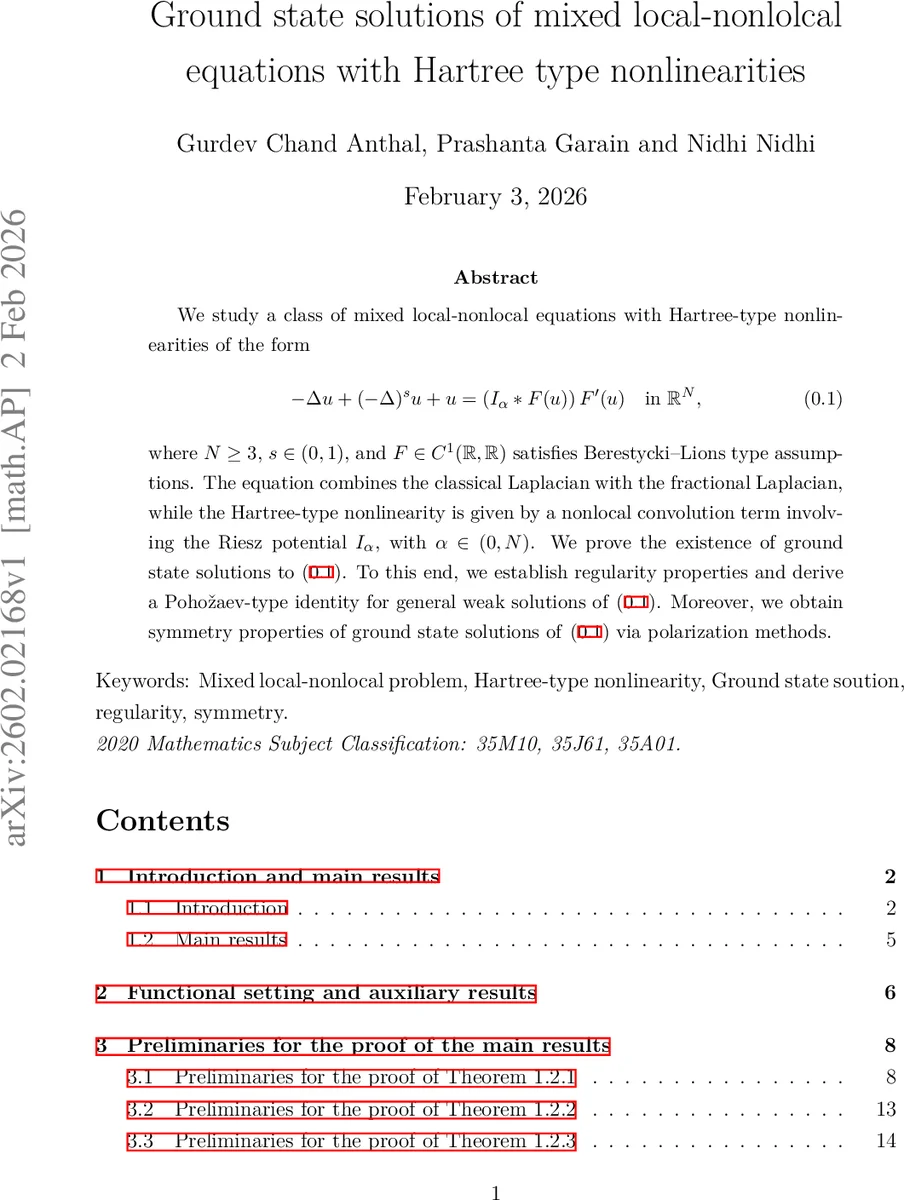 Ground state solutions of mixed local-nonlolcal equations with Hartree type nonlinearities