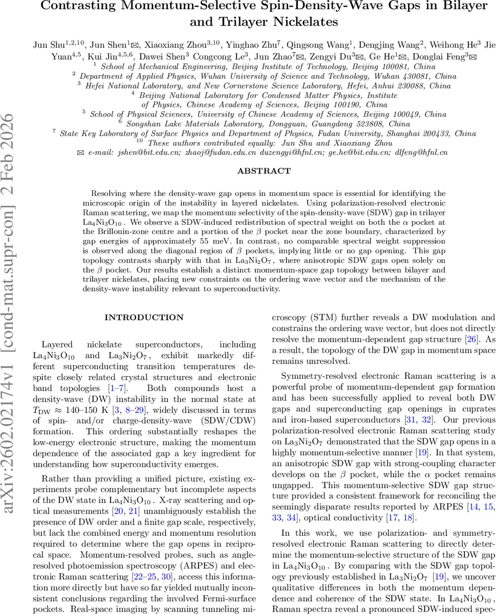 Contrasting Momentum-Selective Spin-Density-Wave Gaps in Bilayer and Trilayer Nickelates