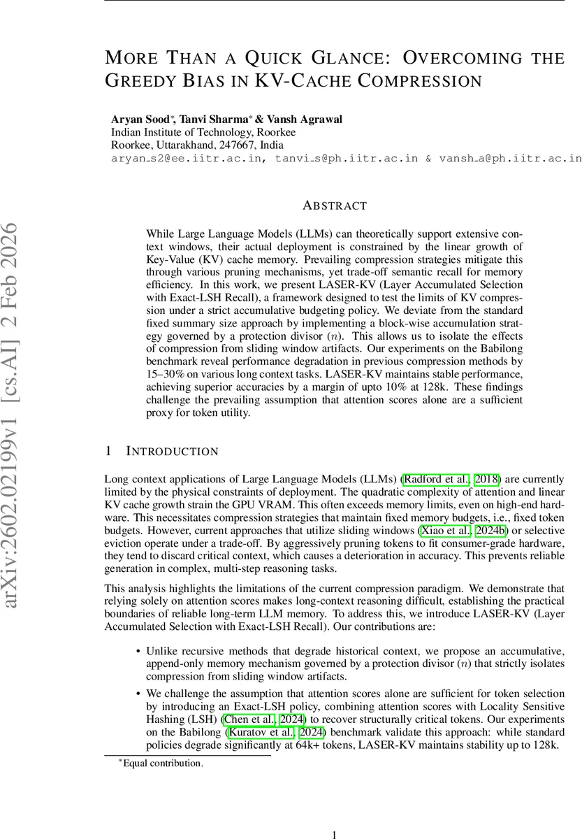 More Than a Quick Glance: Overcoming the Greedy Bias in KV-Cache Compression