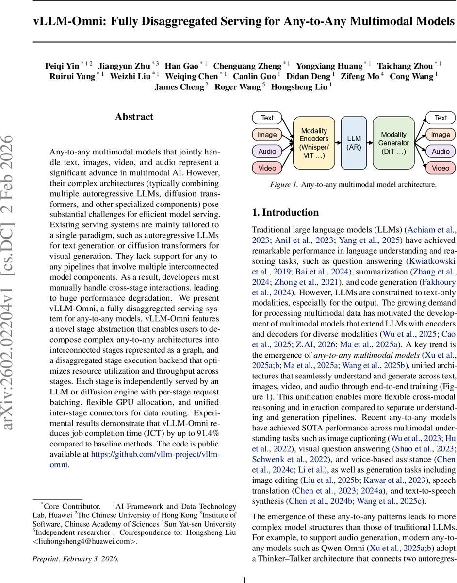 vLLM-Omni: Fully Disaggregated Serving for Any-to-Any Multimodal Models