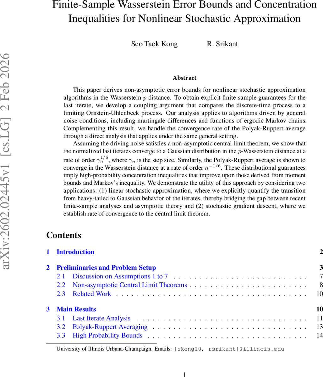 Finite-Sample Wasserstein Error Bounds and Concentration Inequalities for Nonlinear Stochastic Approximation