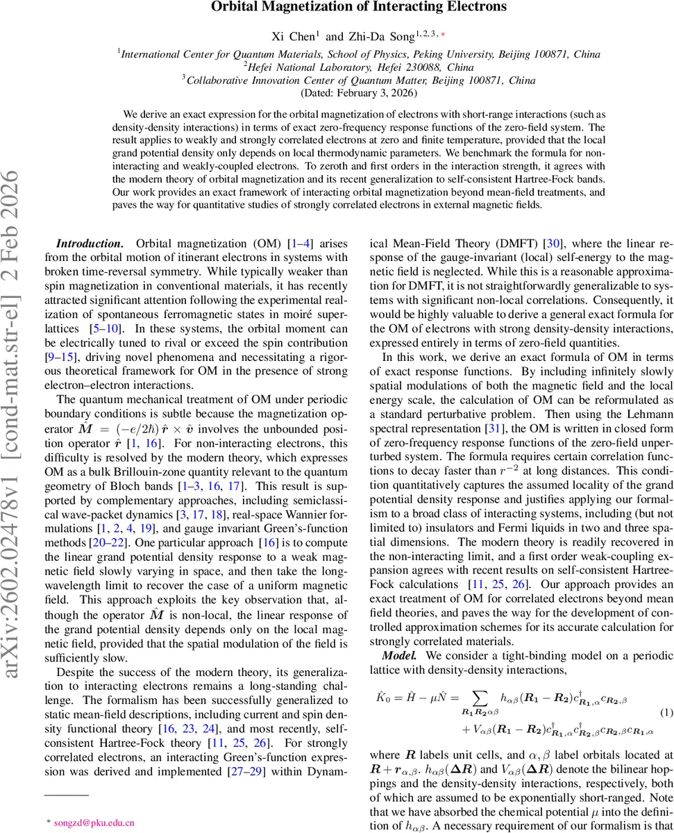 Orbital Magnetization of Interacting Electrons