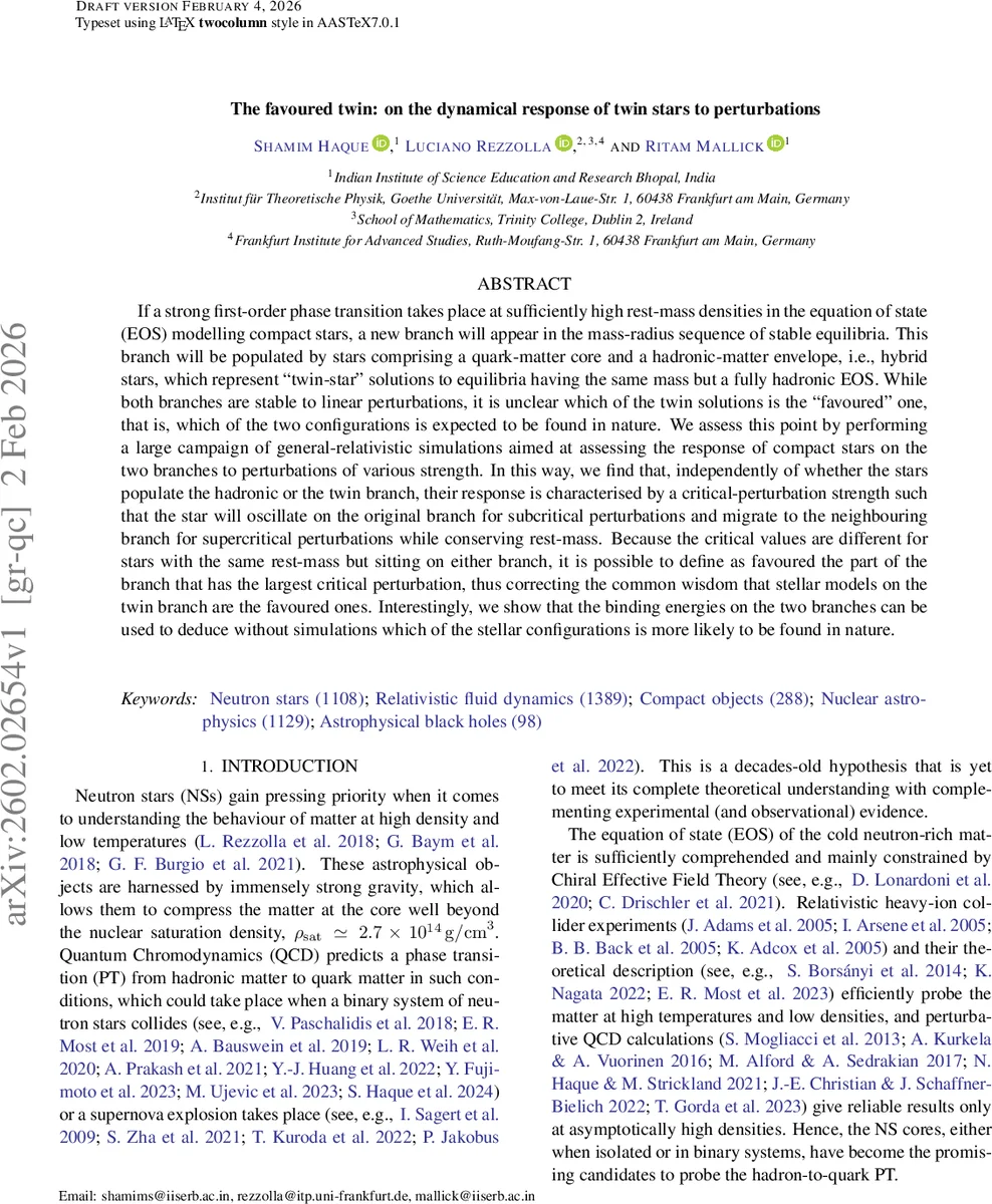 The favoured twin: on the dynamical response of twin stars to perturbations