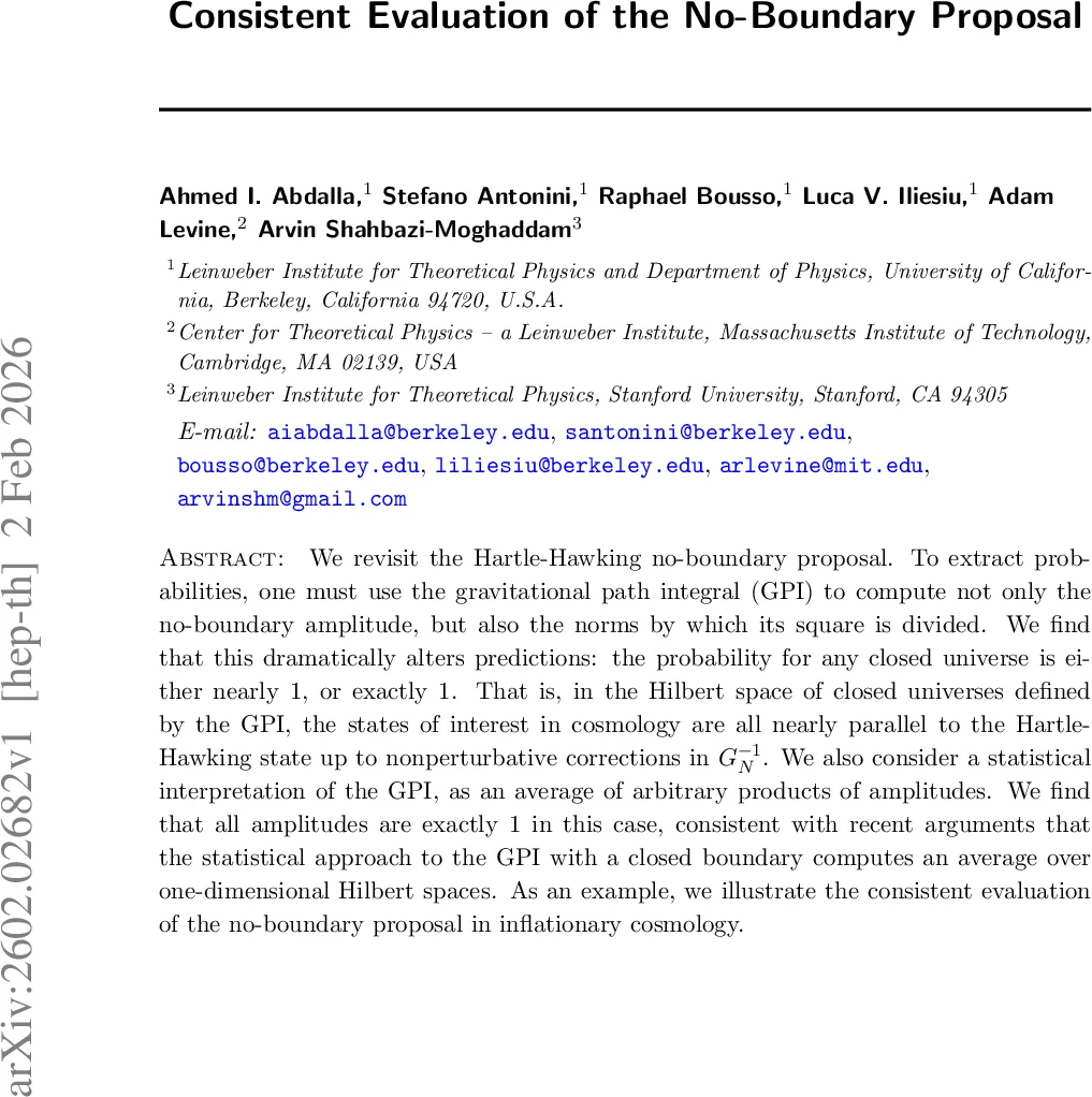 Consistent Evaluation of the No-Boundary Proposal