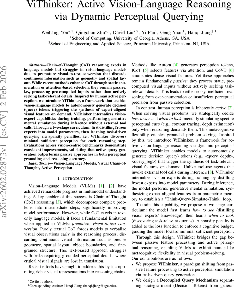 ViThinker: Active Vision-Language Reasoning via Dynamic Perceptual Querying