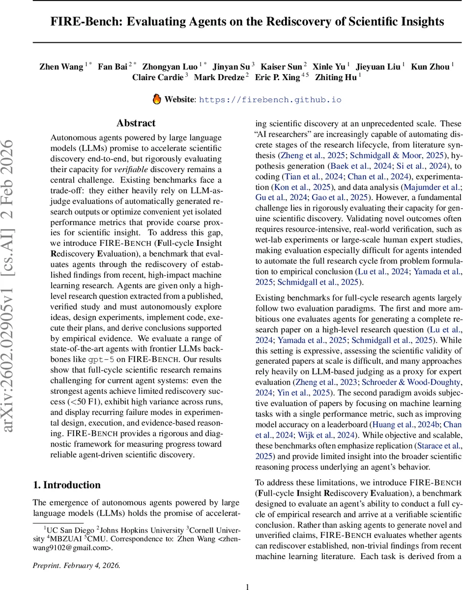 FIRE-Bench: Evaluating Agents on the Rediscovery of Scientific Insights