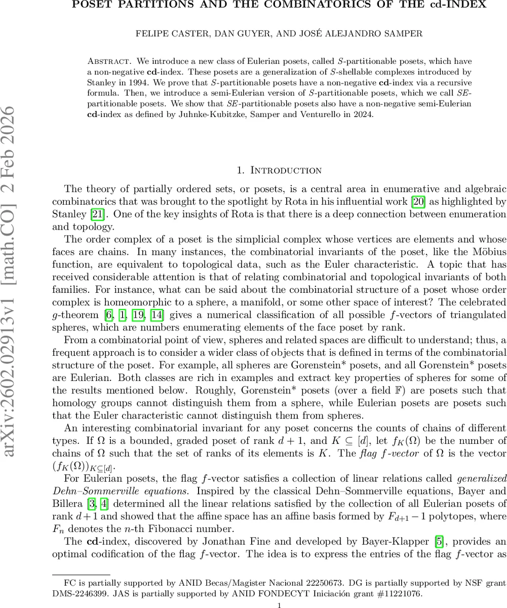 Poset Partitions and the Combinatorics of the $	extbf{cd}$-Index
