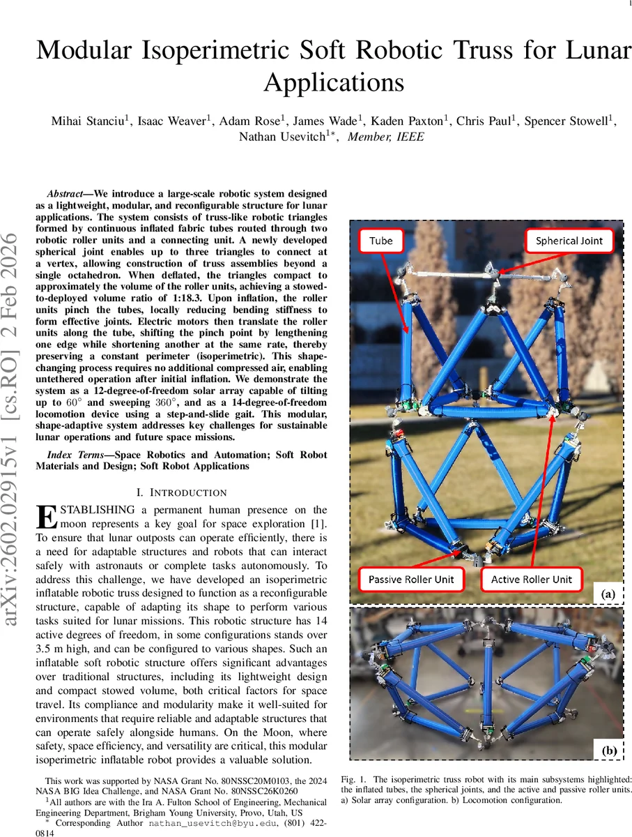 Modular Isoperimetric Soft Robotic Truss for Lunar Applications