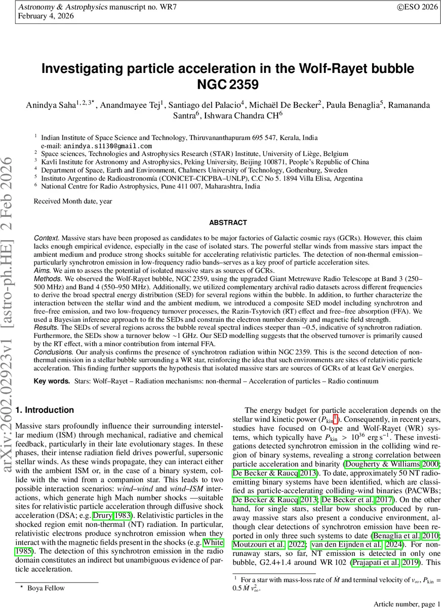 Investigating particle acceleration in the Wolf-Rayet bubble NGC 2359