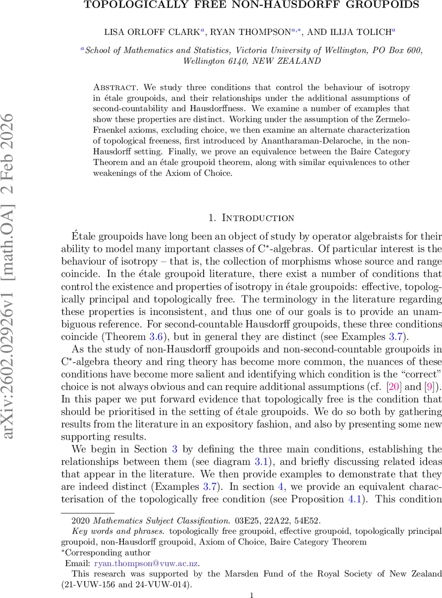 Topologically free non-Hausdorff groupoids