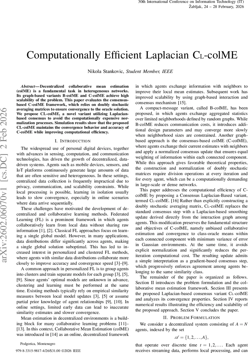 Computationally Efficient Laplacian CL-colME