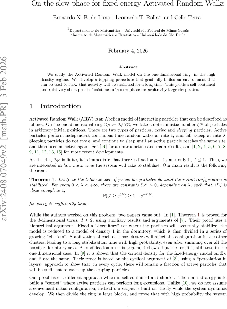On the slow phase for fixed-energy Activated Random Walks
