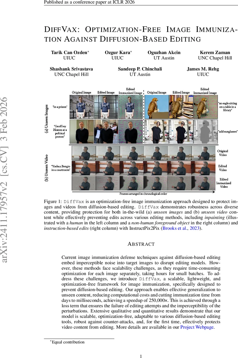 DiffVax: Optimization-Free Image Immunization Against Diffusion-Based Editing