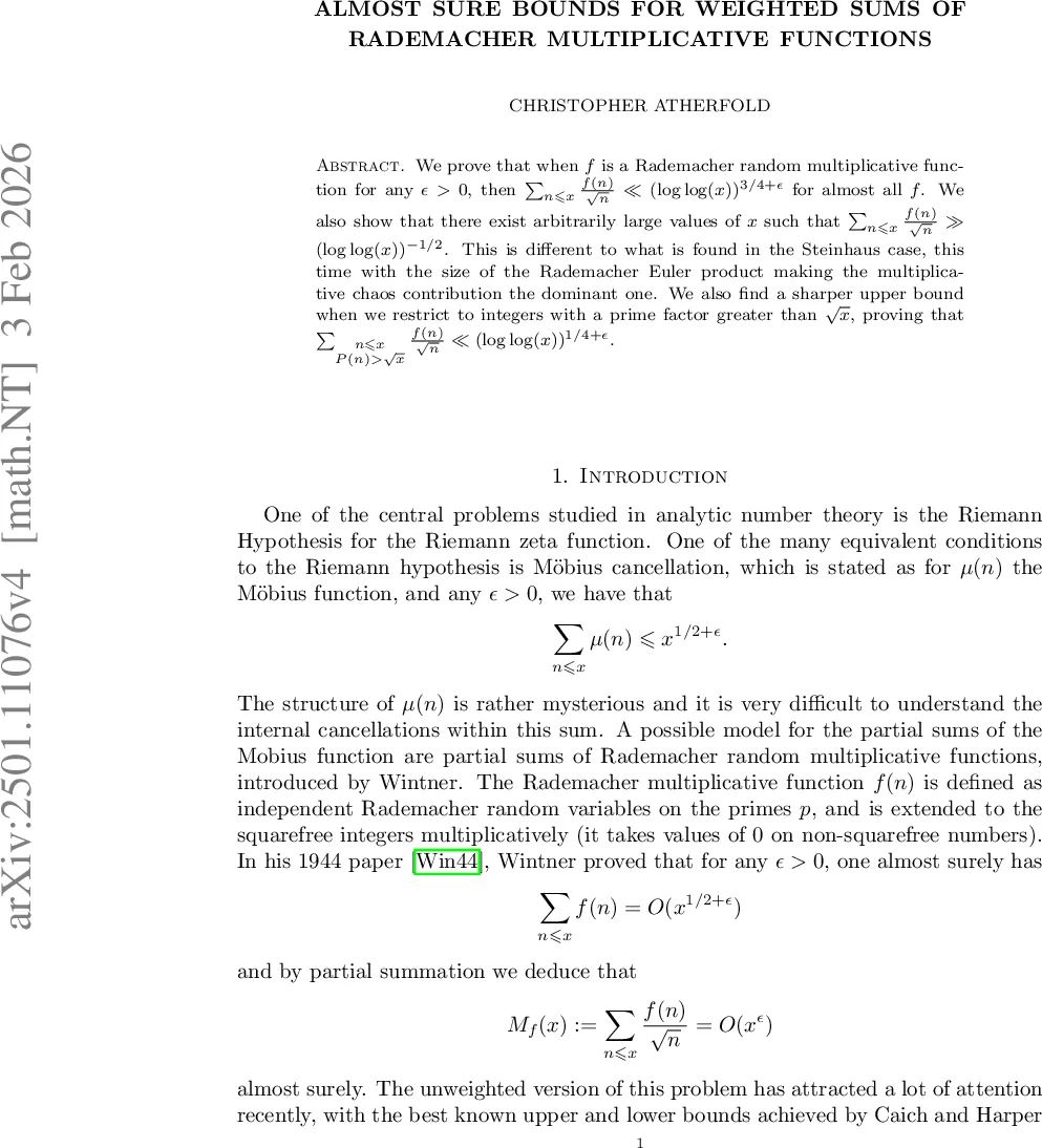 Almost sure bounds for weighted sums of Rademacher random multiplicative functions