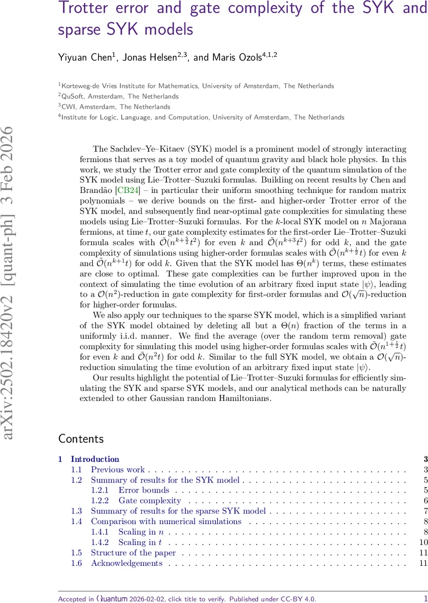 Trotter error and gate complexity of the SYK and sparse SYK models