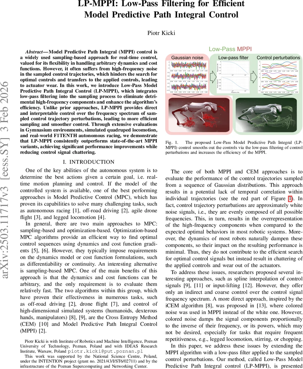 LP-MPPI: Low-Pass Filtering for Efficient Model Predictive Path Integral Control