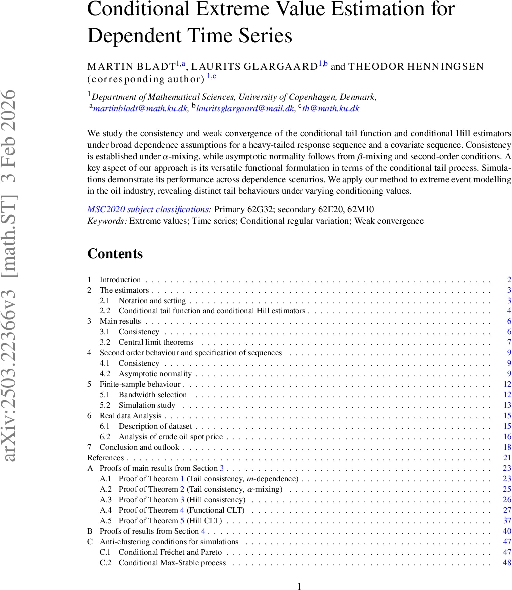Conditional Extreme Value Estimation for Dependent Time Series