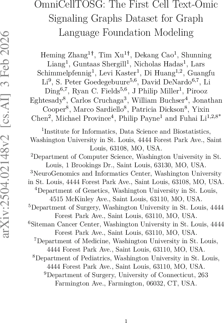 OmniCellTOSG: The First Cell Text-Omic Signaling Graphs Dataset for Graph Language Foundation Modeling