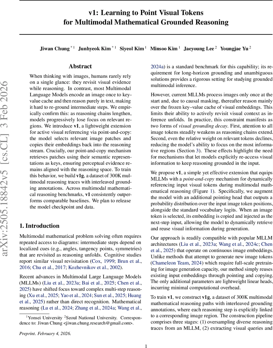 v1: Learning to Point Visual Tokens for Multimodal Grounded Reasoning
