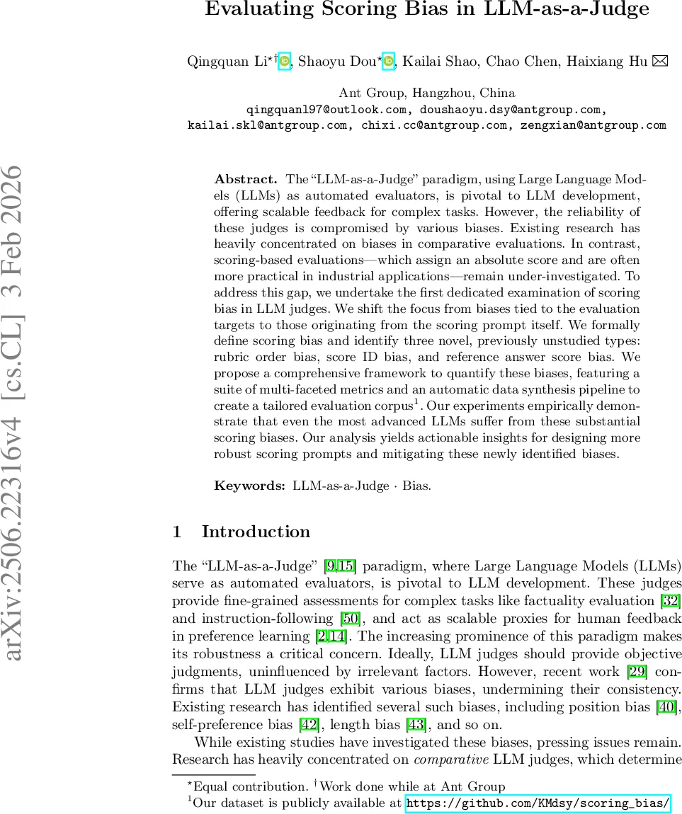 Evaluating Scoring Bias in LLM-as-a-Judge