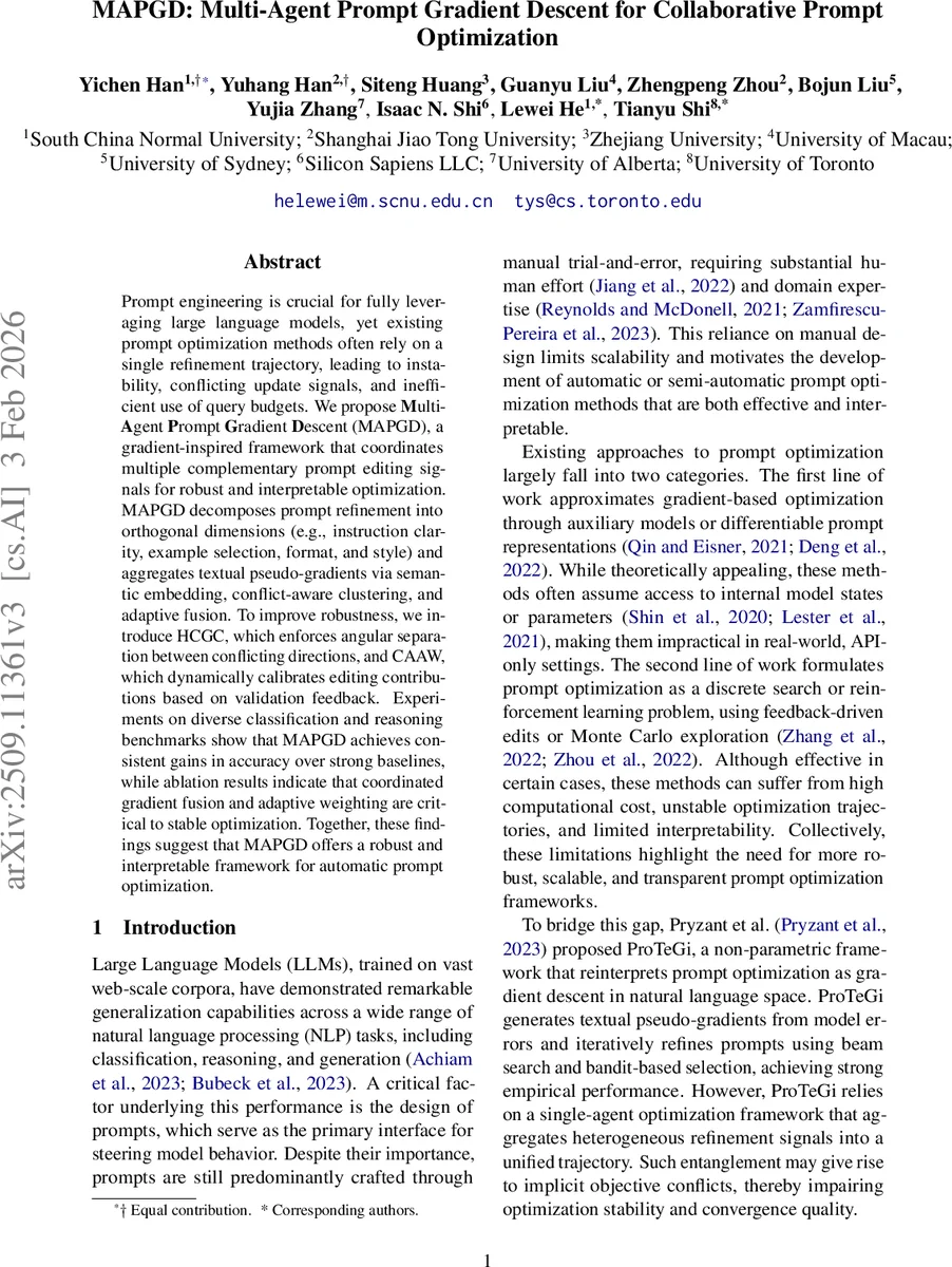 MAPGD: Multi-Agent Prompt Gradient Descent for Collaborative Prompt Optimization