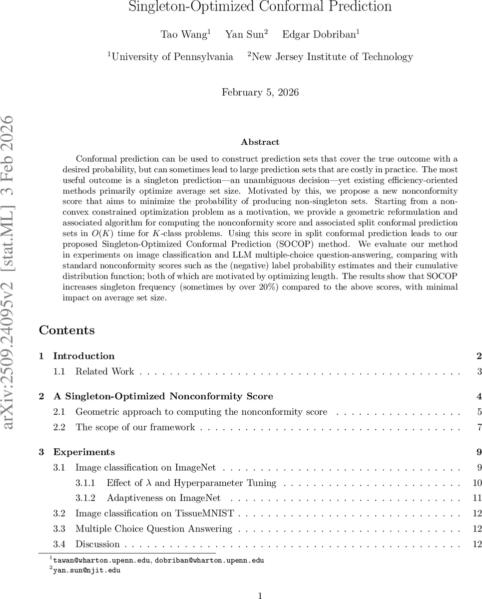 Singleton-Optimized Conformal Prediction