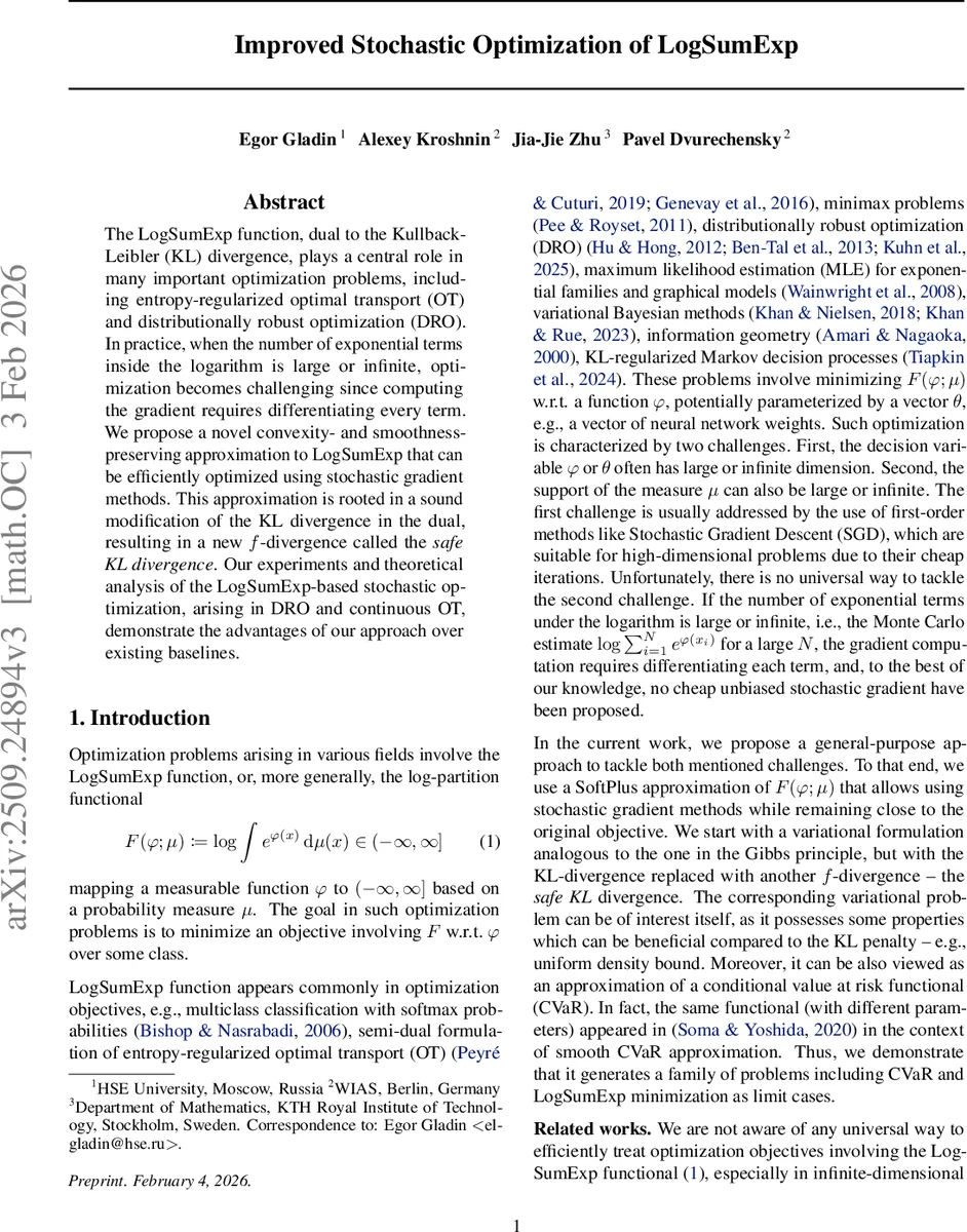 Improved Stochastic Optimization of LogSumExp
