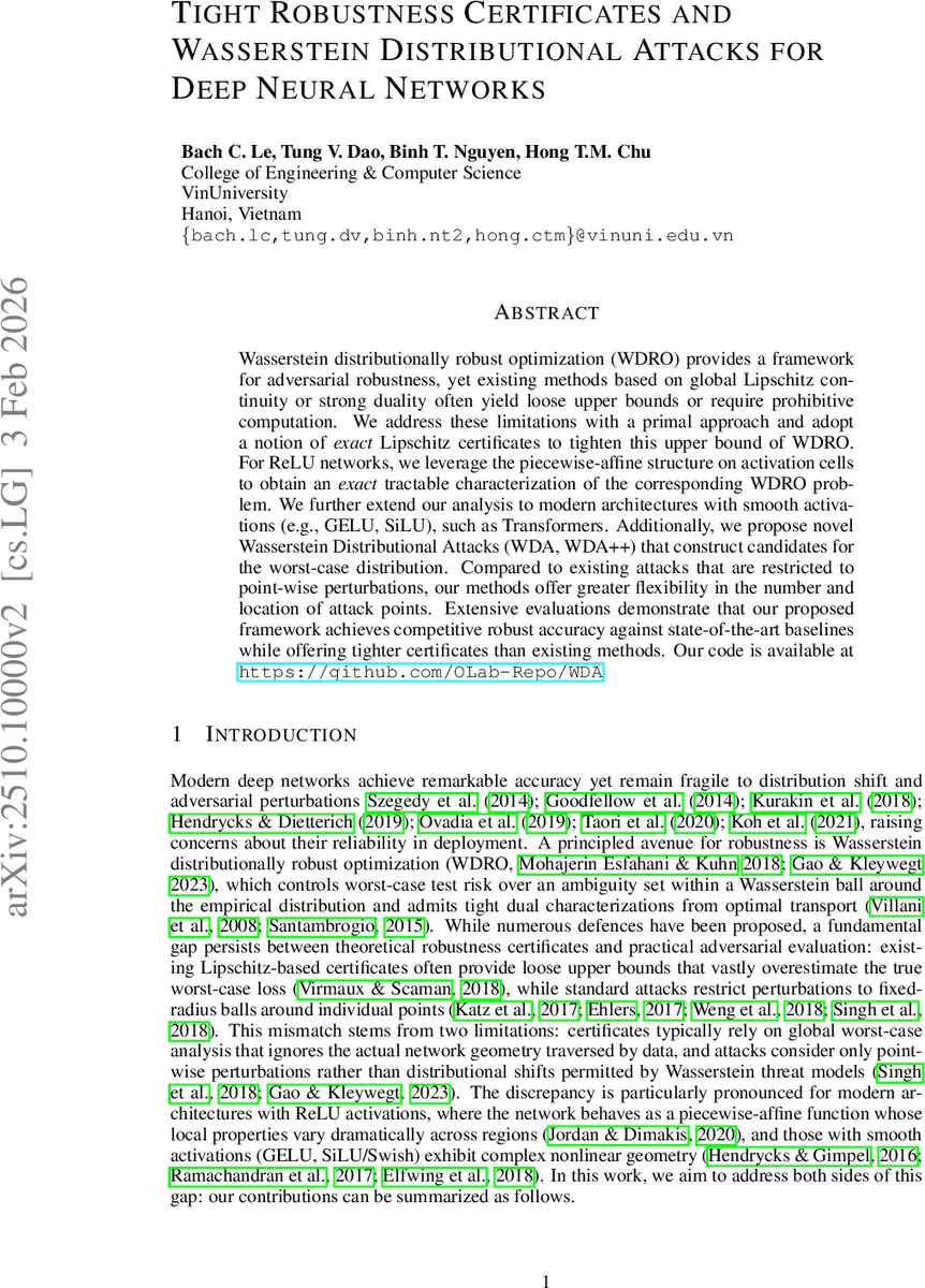 Tight Robustness Certificates and Wasserstein Distributional Attacks for Deep Neural Networks
