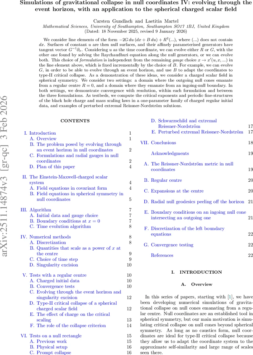 Simulations of gravitational collapse in null coordinates IV: evolving through the event horizon, with an application to the spherical charged scalar field
