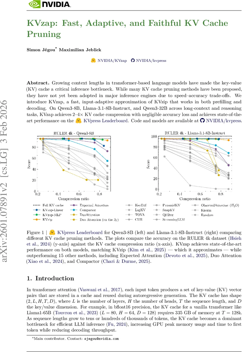 KVzap: Fast, Adaptive, and Faithful KV Cache Pruning