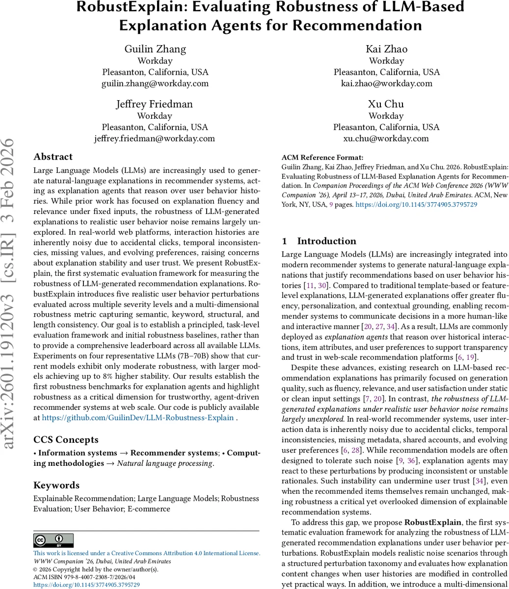 RobustExplain: Evaluating Robustness of LLM-Based Explanation Agents for Recommendation