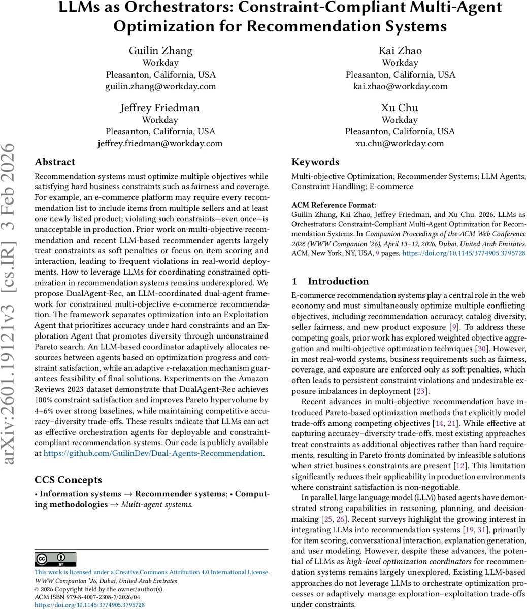 LLMs as Orchestrators: Constraint-Compliant Multi-Agent Optimization for Recommendation Systems