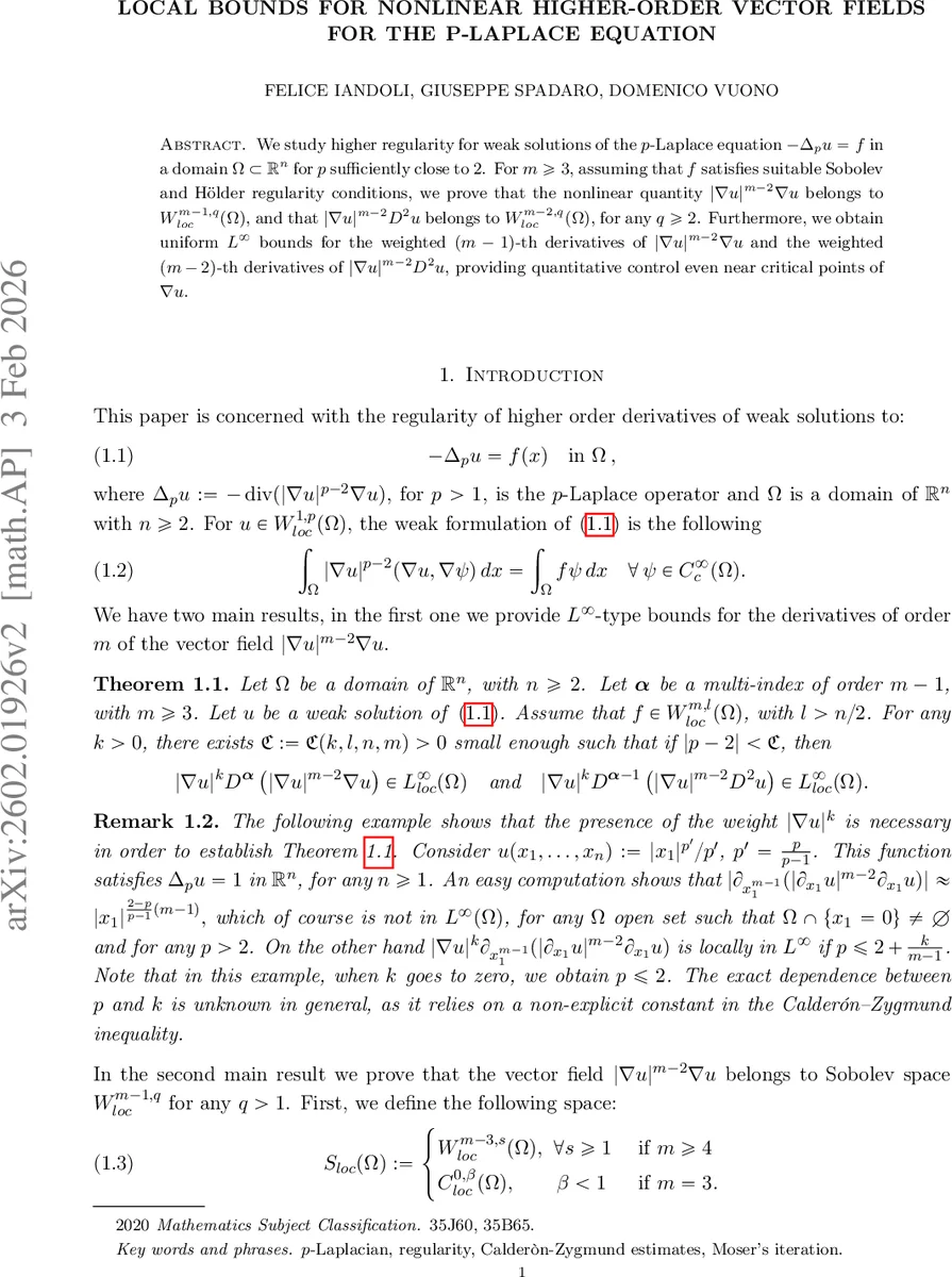 Local bounds for nonlinear higher-order vector fields for the p-Laplace equation