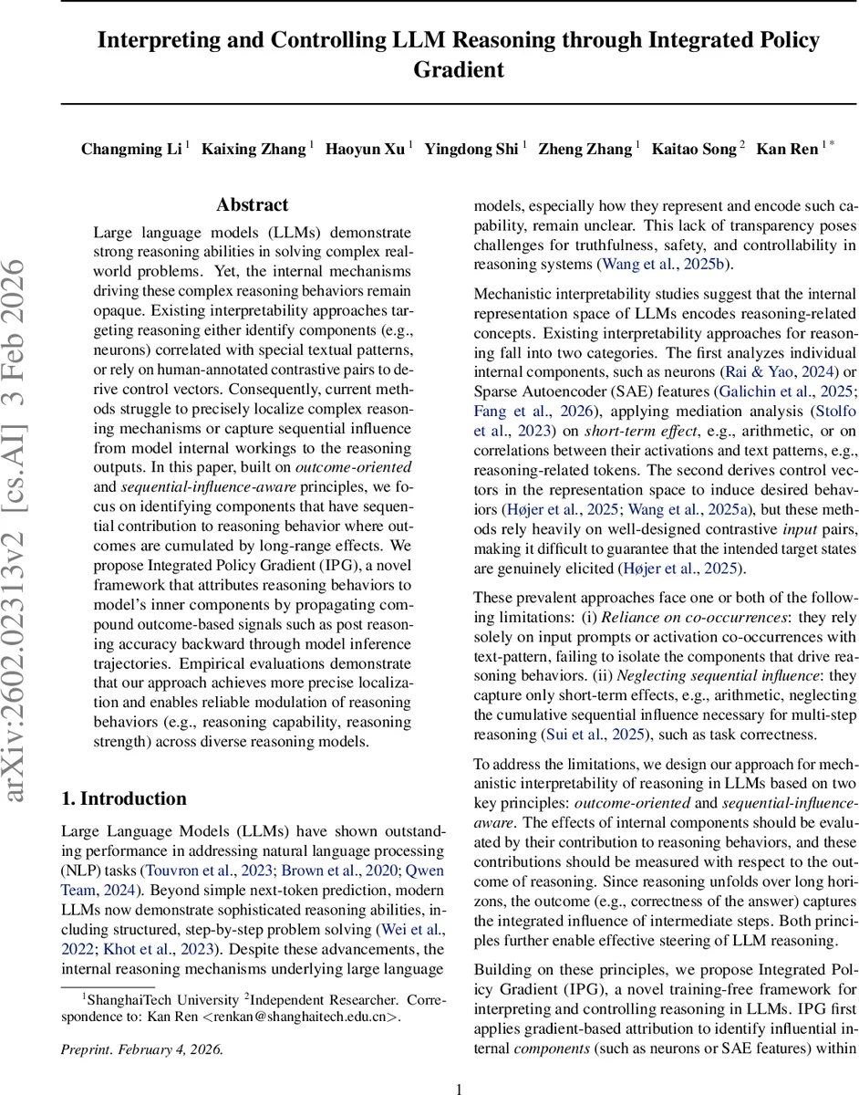 Interpreting and Controlling LLM Reasoning through Integrated Policy Gradient