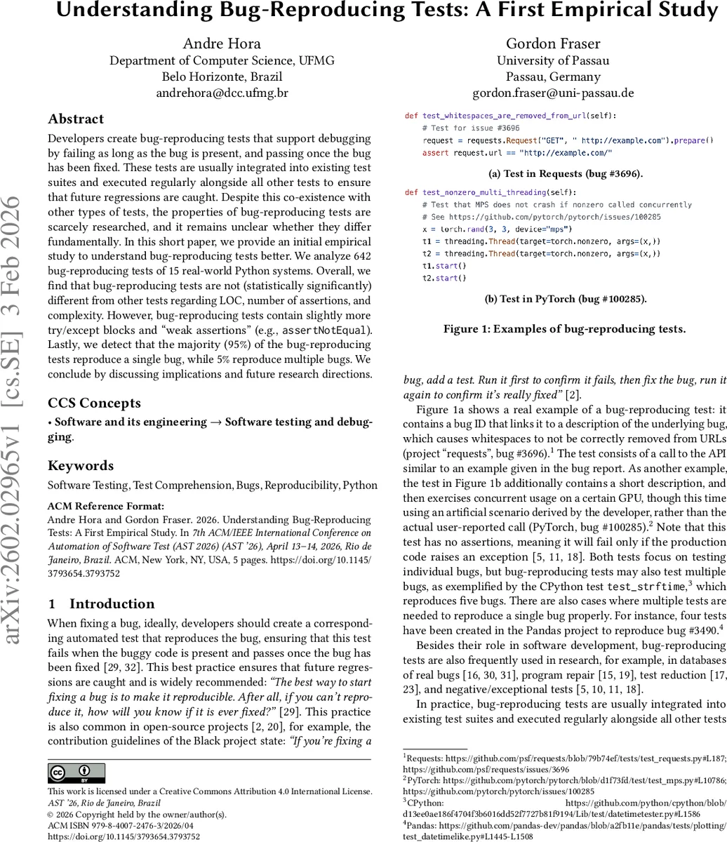 Understanding Bug-Reproducing Tests: A First Empirical Study