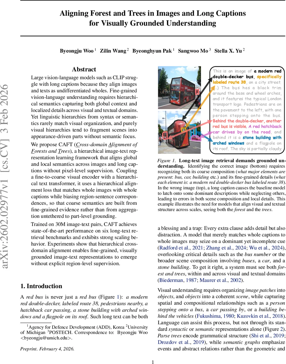 Aligning Forest and Trees in Images and Long Captions for Visually Grounded Understanding