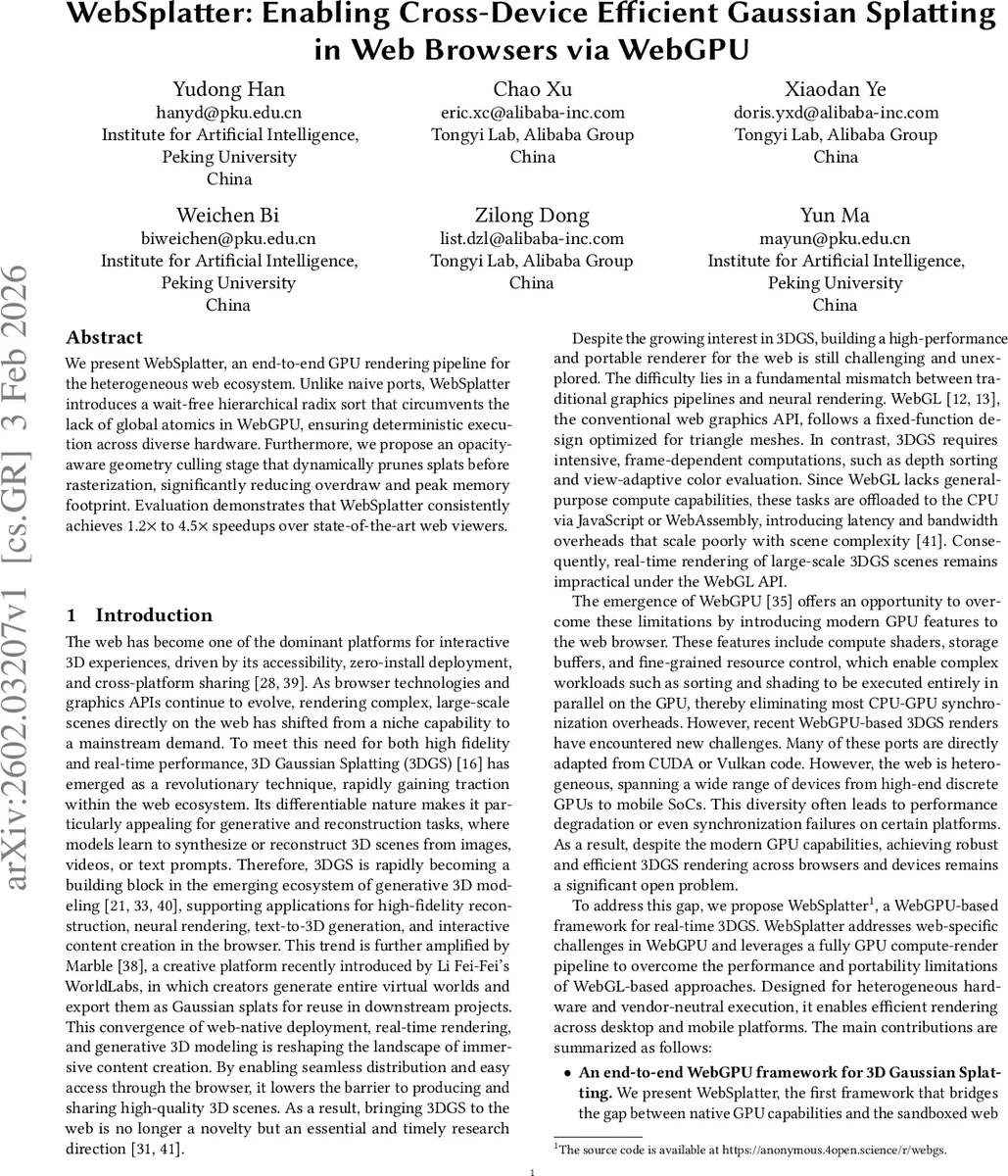 WebSplatter: Enabling Cross-Device Efficient Gaussian Splatting in Web Browsers via WebGPU