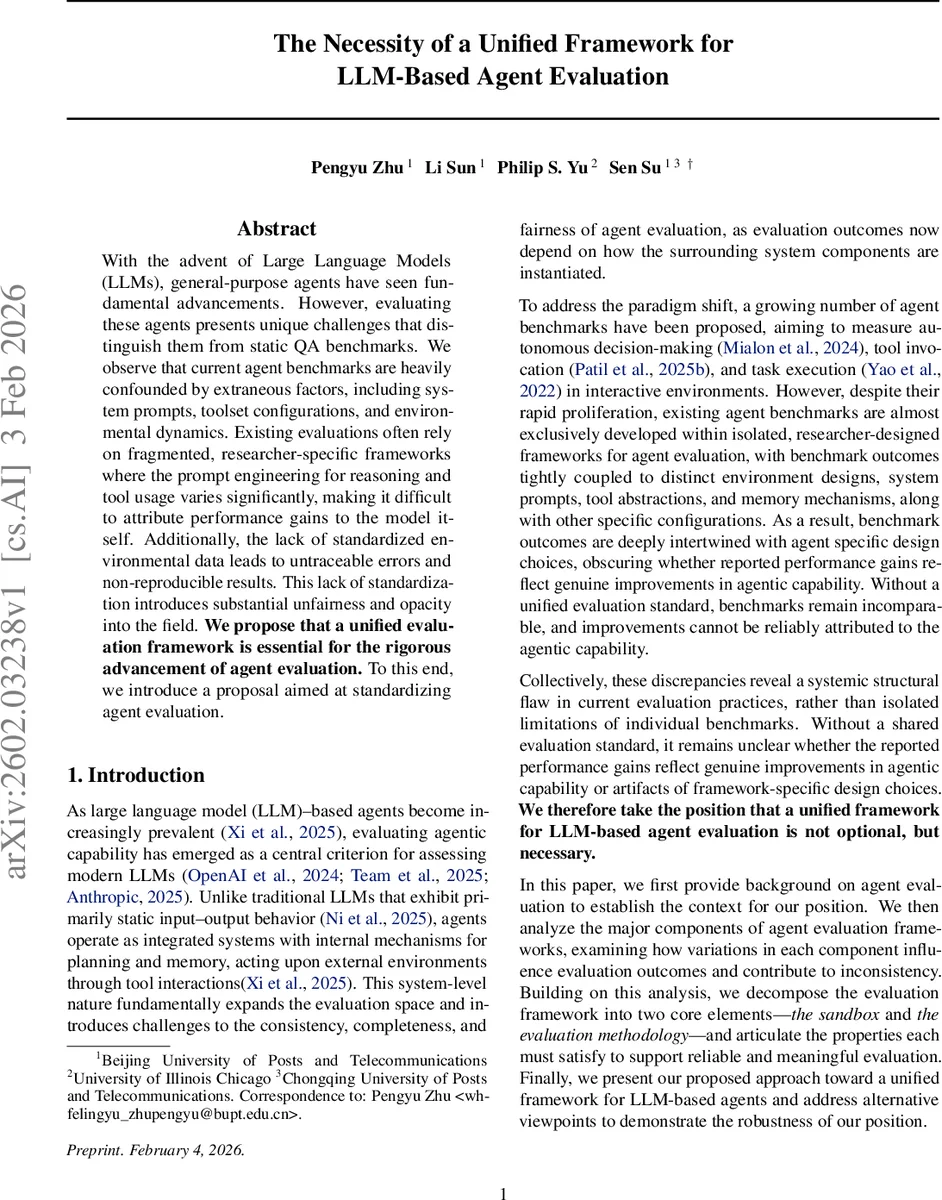 The Necessity of a Unified Framework for LLM-Based Agent Evaluation