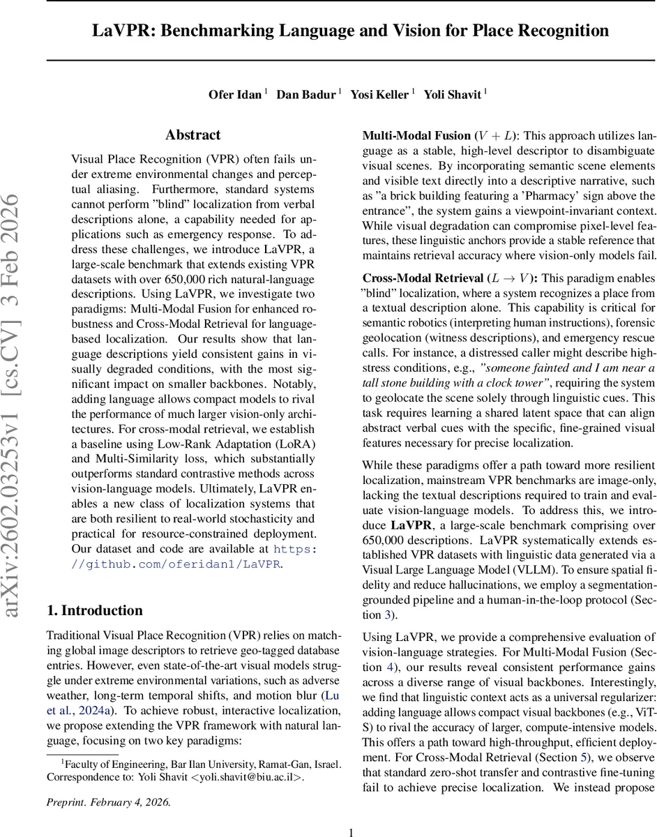 LaVPR: Benchmarking Language and Vision for Place Recognition