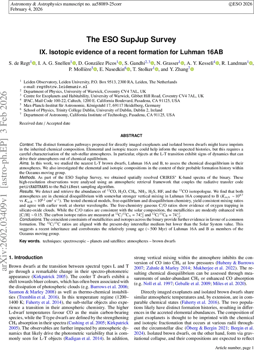 The ESO SupJup Survey IX: Isotopic evidence of a recent formation for Luhman 16AB