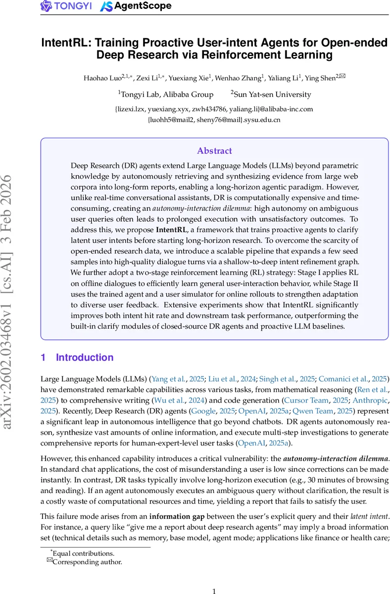 IntentRL: Training Proactive User-intent Agents for Open-ended Deep Research via Reinforcement Learning