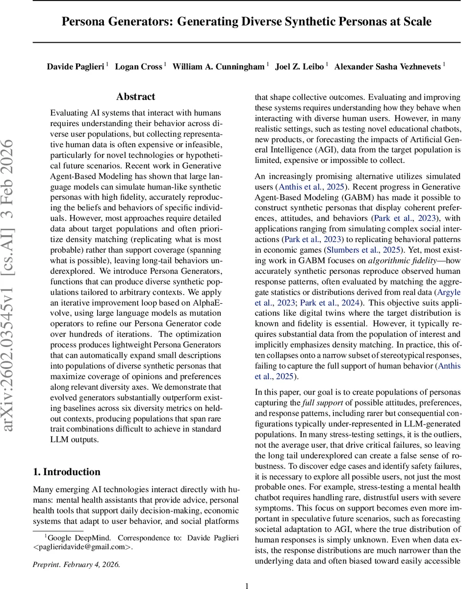 Persona Generators: Generating Diverse Synthetic Personas at Scale