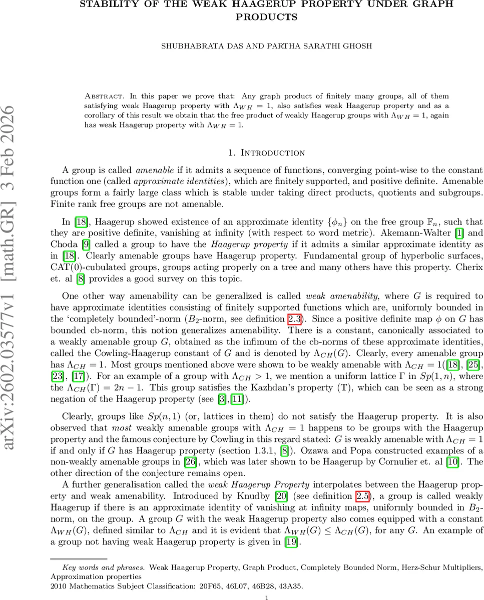 Stability of the weak Haagerup property under graph products