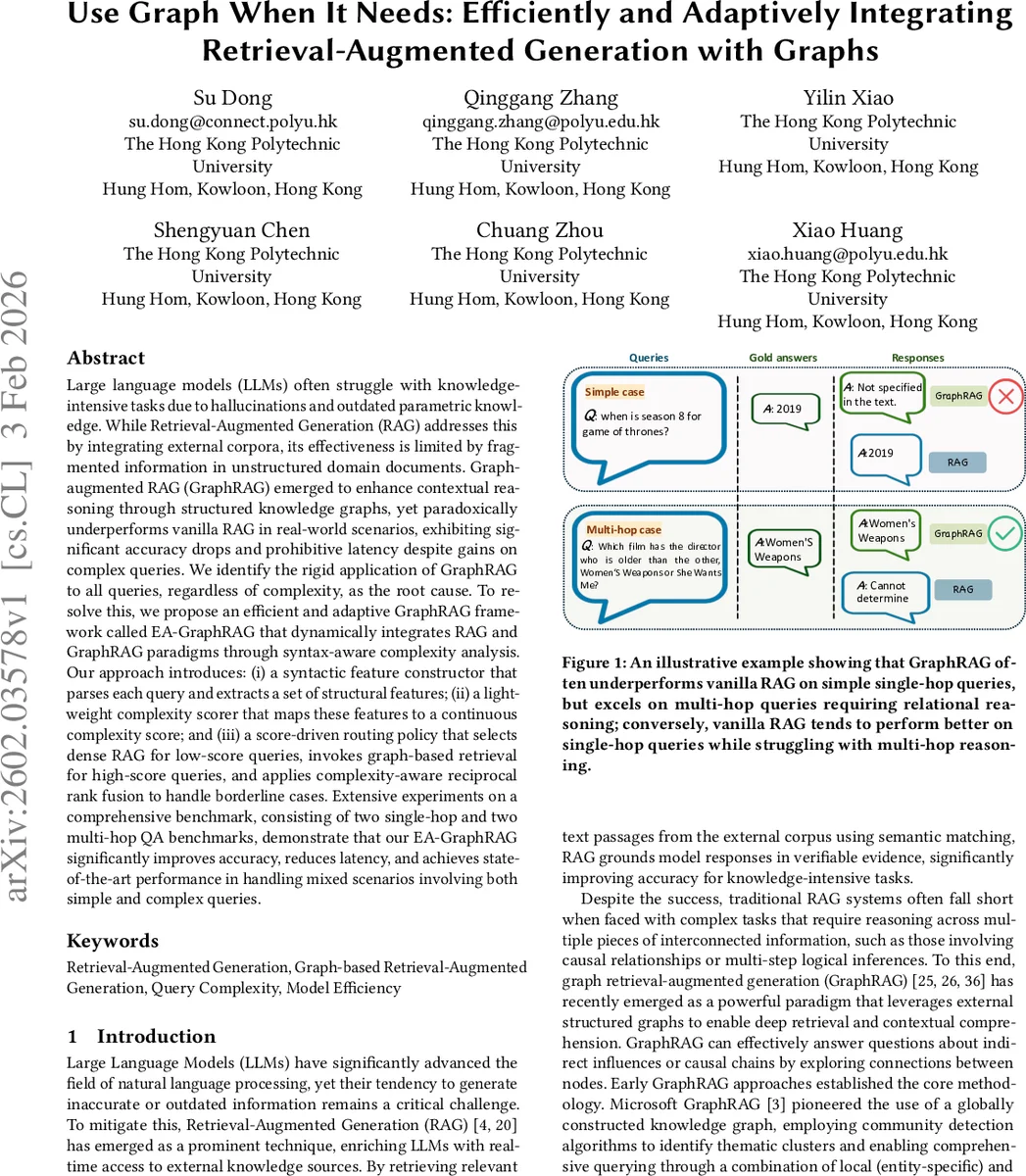Use Graph When It Needs: Efficiently and Adaptively Integrating Retrieval-Augmented Generation with Graphs