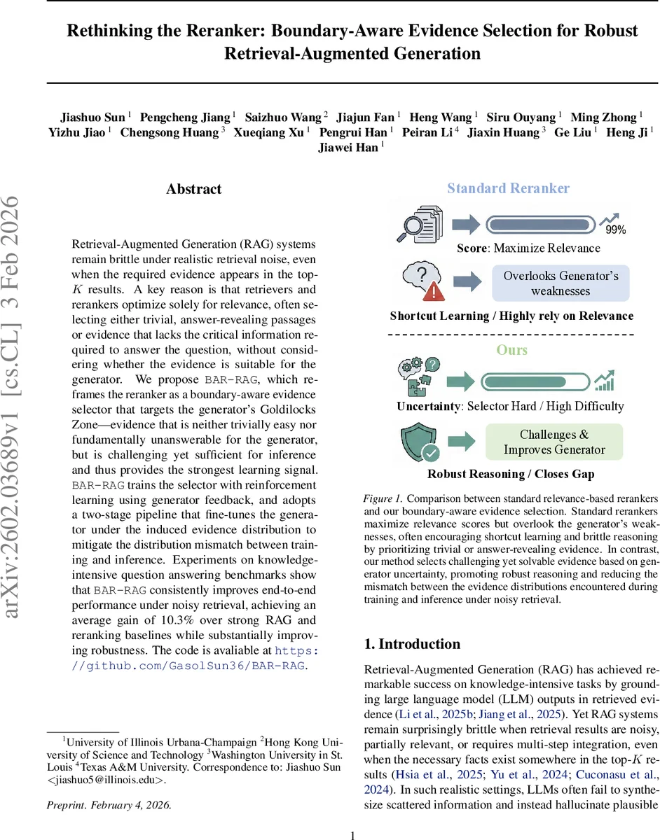 Rethinking the Reranker: Boundary-Aware Evidence Selection for Robust Retrieval-Augmented Generation