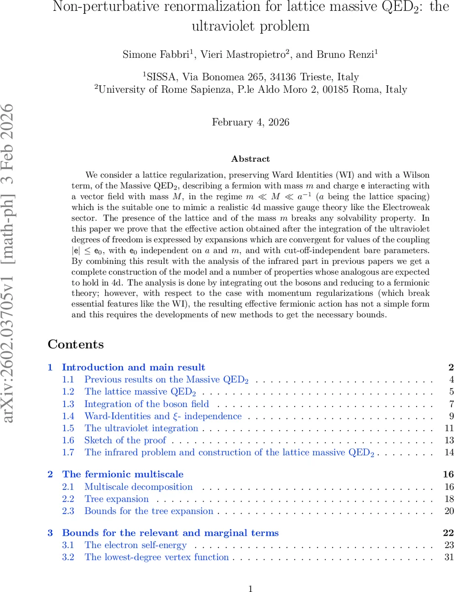 Non-perturbative renormalization for lattice massive QED$_2$: the ultraviolet problem