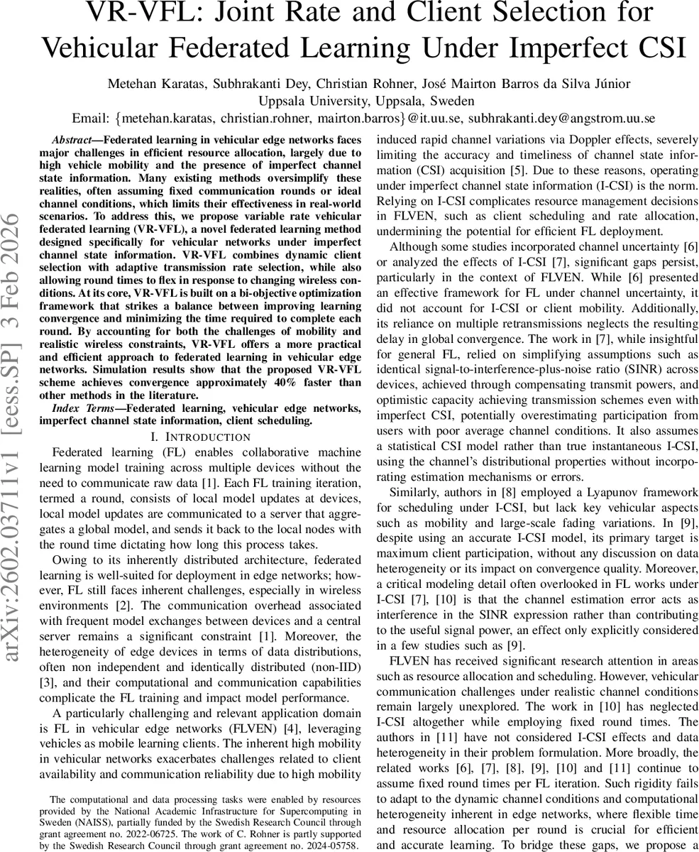 VR-VFL: Joint Rate and Client Selection for Vehicular Federated Learning Under Imperfect CSI